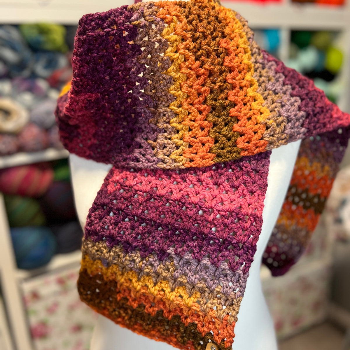 'Casper' V Stitch Crochet Scarf