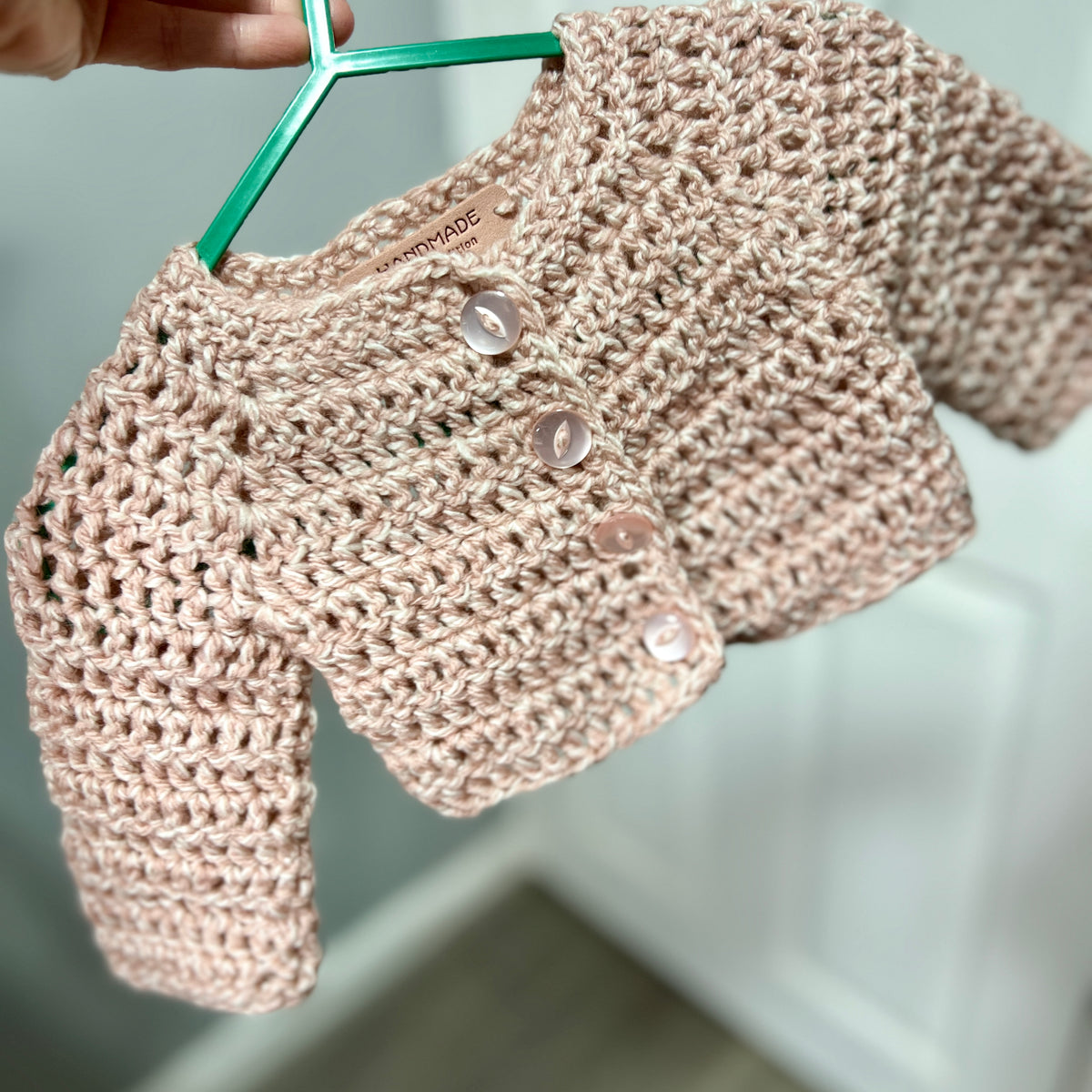 Pink Newborn Crochet Handmade Cardigan