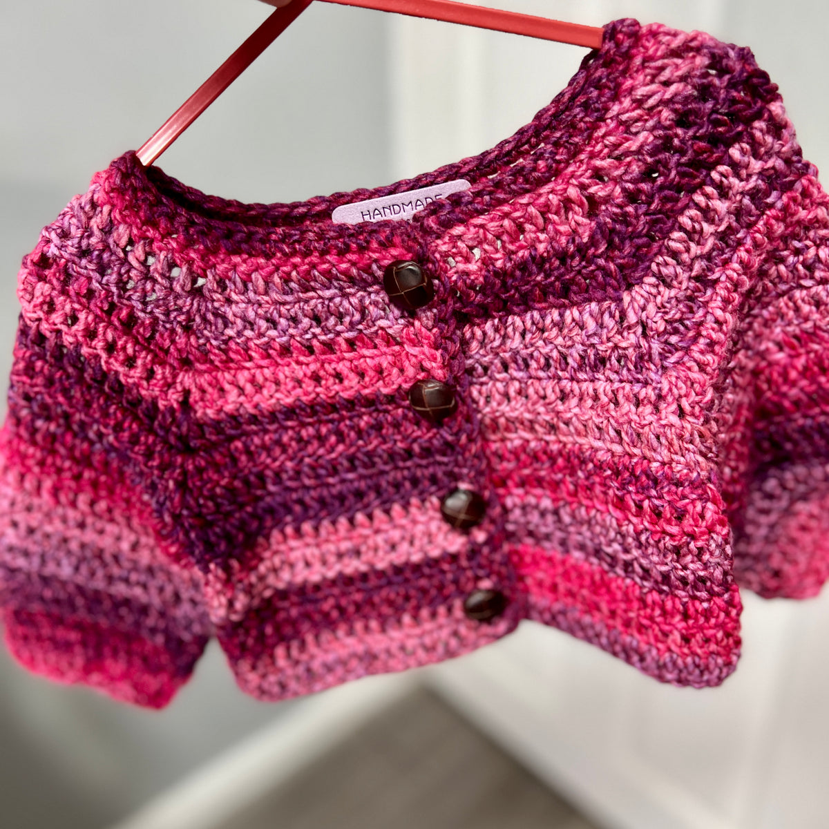 Red Crochet Handmade Jacket 6-12 Months