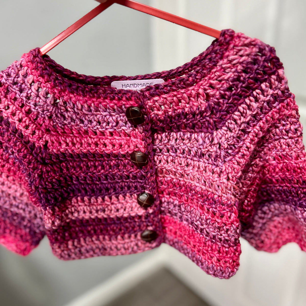 Red Crochet Handmade Jacket 6-12 Months
